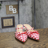 Wild Fable Lysandra Gingham Eyelet Kitten Heel Mules 92611152 Red / White 8.5M