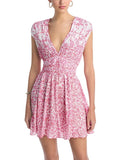 Poupette St. Barth Woven Floral Ciao Mini Dress WCIS25NBLZP Pink Lazuili XS