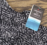 Swim Solutions Womens Abstract Bow Swimdress One Piece Swimsuit Black / White 16