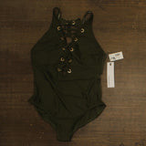Magicsuit Juxtapose Steffi One-Piece Lace-Up Grommet Swimsuit Bamboo Green 16