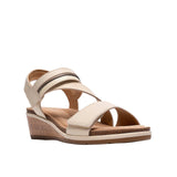 Clarks Kacha Wave Low Wedge Sandal 26186963 Cream Brown 9.5M