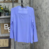 Dennis Basso Womens Caviar Crepe Square-Neck Top A346654 Spring Iris Blue L