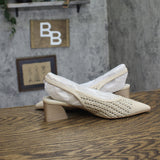Franco Sarto Pump Faux Leather Woven Alabaster Off White MISMATCH (7.5M/8M)
