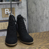 Toms Womens Suede Evelyn Lace-up Ankle Boot 10020231 Black Suede 8.5M