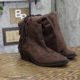 Universal Thread Fringe Western Boots Faux Suede Mid Calf Chocolate Brown 7M
