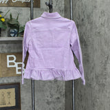 DG2 Womens Ruffled-Hem Classic Stretch Denim Jacket 688254 Lavender Purple S