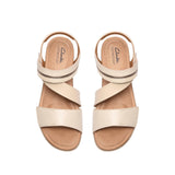 Clarks Kacha Wave Low Wedge Sandal 26186963 Cream Brown 9.5M