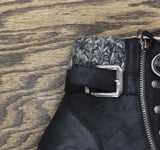 Cliffs By White Mountain Winter Lace Combat Boot Black / Fabric / Sweater 9.5M