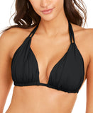 La Blanca Standard Island Goddess Halter Triangle Swimsuit Top Black Noire 8