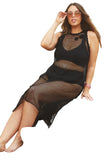 Becca Womens Castaway Island Fishnet Flower-Applique Cover-up Dress Black S