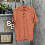 Jos. A. Bank Tailored Fit 2-Button Cotton Short Sleeve Polo Shirt Dark Orange M