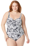 Bleu Rod Beattie Bandeau Over The Shoulder One Piece Swimsuit Black / White 22W