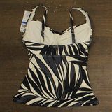 Anne Cole Chic Draped Front Underwire Swim Tankini Top Black / White 34DD / 36D