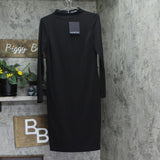 Halston Womens Mock-Neck Belted Long-Sleeve Dress HS4I2AYE Black M
