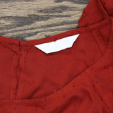 Pintuck Long Sleeve Split Back Blouse Shirt Top Red Orange See Measurements