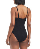Bar III Crochet Plunge-Neck One Piece Swimsuit MBGC25251 Black M