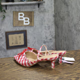 Wild Fable Womens Lysandra Gingham Eyelet Kitten Heels 92611148 Red / White 6.5M