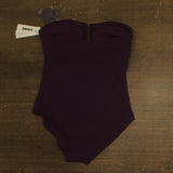 DKNY Womens Shirred One-Piece Swimsuit Textured DIMMS605 Port Texture Purple L