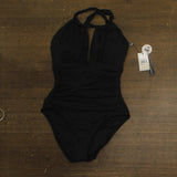 La Blanca Island Goddess High Neck Keyhole Mio One Piece Swimsuit Black 8