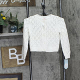 Cat & Jack Girls Button-Front Pointelle Cardigan Sweater Cream Off White XS