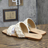 INC International Concepts Womens Petria Two-Band Flat Sandals White Pearl 10M