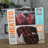 True North Microplush Plaid Heated Electric Throw Blanket Red / Black 50x60