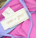 Salt + Cove Juniors Colorblocked Midkini Swim Top 807147 Pink Multi S