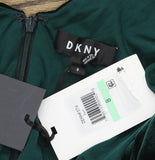 DKNY Velvet Belted Sleeveless V-Neck Midi Fit & Flare Dress Dark Green 8