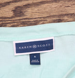 Karen Scott Womens Boat Neck 1/2 Sleeve Knit Shirt Top Aqua Blue Green S