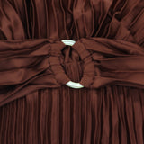 Taylor Womens Halter Belted Pleated Chiffon Midi Dress 4035M Spice Brown 8