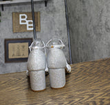 Journee Collection Womens Glittery Bella Strap Heels BELLA Silver Gray 8M