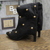A New Day Justice Studded Faux Suede Mid-Calf Boots Jet Black / Gold 7.5M