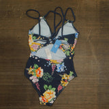Cupshe Womens Tummy Control Back Cutout One Piece Swimsuit Navy Blue S