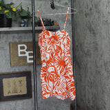 Women's Mini Cover-Up Dress with Front Tie White Sand Orange Multi M