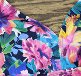 Swim Solutions Dreams Flutter-Sleeve One-Piece Swimsuit Navy Blue / Multi 16