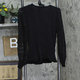 INC International Concepts Womens Mixed Media Stretch Long Sleeve Blouse Black S