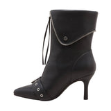 A New Day Womens Mickey Point Toe Moto Ankle Boots 90974111 Black 6M
