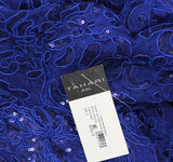 Tahari Asl Womens V-Neck Sequined Embroidered Gown Dress Deep Royal Blue 8