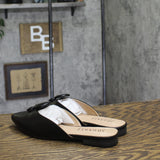 Journee Collection Button Accent Pointed Mules Black 7.5M