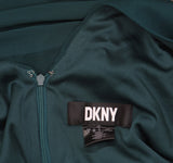 DKNY Chiffon Balloon-Sleeve Faux Wrap Side Slit Maxi Dress Forest Green 8