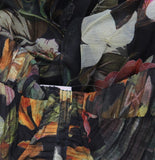 Aqua Pleated Floral Maxi Dress IDM12073 Black Multi L