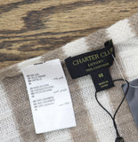 Charter Club 100% Cashmere Striped Rectangle Scarf Brown Sugar Heather Combo
