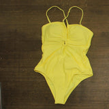Salt + Cove Juniors Keyhole One-Piece Swimsuit 807037 Lemon Drop Yellow M
