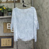 Michael by Michael Kors Womens Petal Print Dolman-Sleeve Top Chambray Blue XL