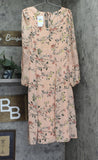 Tinsel Juniors V-Neck Scallop Lace-Trim Floral print Midi Dress Pink Multi M