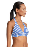 Tommy Bahama Coastline Stripe Reversible Halter Swim Top Mare Navy Blue Multi XS