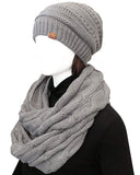 Wrapables Womens Chunky Knit Winter Infinity Scarf with Beanie 93987373 Gray