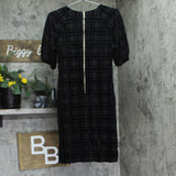 Tommy Hilfiger Womens Burnout Velvet Plaid Dress A1IK2KLA Black 6