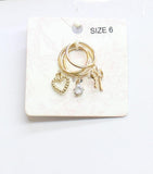 Francesca's 3-Pack Charm Rings with Heart, Bow and Stone Gold Yellow 6