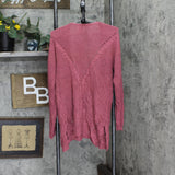 Hippie Rose Womens Pink Heather Long Sleeve Open Cardigan Blouse Sweater Pink M